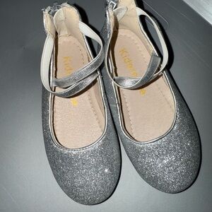 Silver ballet flats, size 8